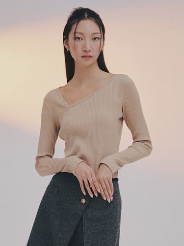 Feminine Ribbed Top - Beige - kuho plus - Modalova