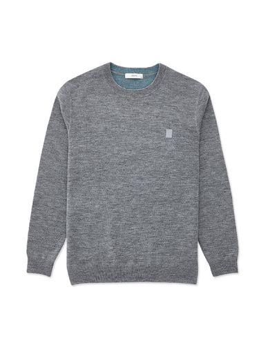 Patch Round Neck Sweater - Gray - STCO - Modalova