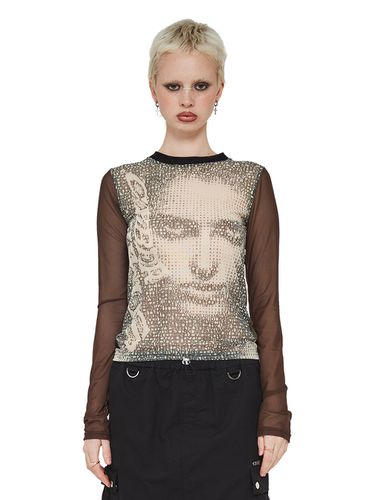 Cyber Printing Mesh Top (Khaki) - CRANK - Modalova