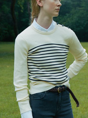 Stripe Slim Rib Pullover_2 Colors - FRRW - Modalova