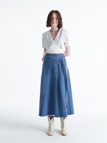 Asymmetric Slit Skirt_Blue - ellonarc - Modalova