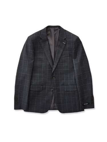 Windowpane Plaid Suit Jacket - Gray - STCO - Modalova