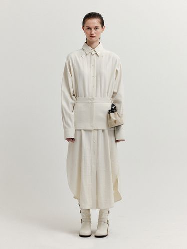 Shirt Dress With Separable Collar And Skirt Belt - EENK - Modalova