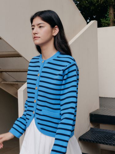 Stripe Sweater Jacket_Blue - YUPPE - Modalova