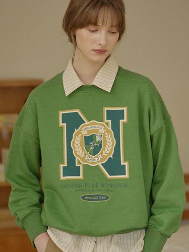 N Logo Sweatshirt_Moss Green - NONLOCAL - Modalova