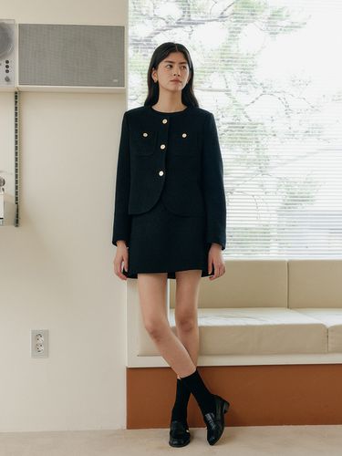 Round Tweed Skirt_Black - YUPPE - Modalova