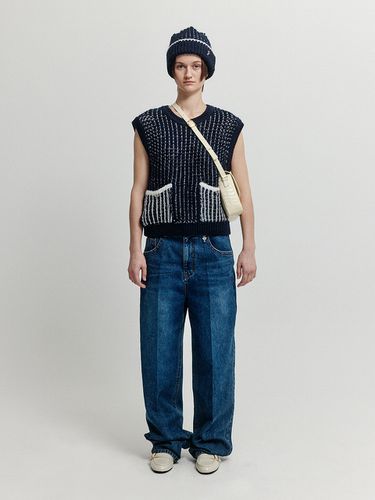 XEEY Pocket Knit Vest - Navy - EENK - Modalova