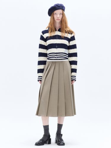 Stripe Cable Zip-Up Knit - Navy - HAE BY HAEKIM - Modalova