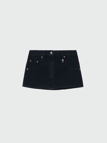 XINAN Layered Denim Skirt Belt_Denim Black - EENK - Modalova