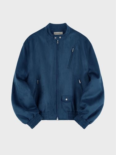 Faux-Suede Biker Jacket _ Dark Blue - LIEU HOMME - Modalova