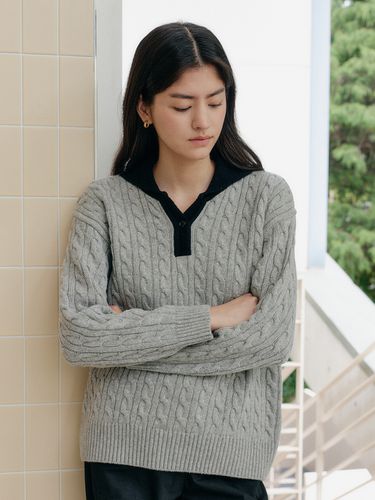 Over Collar Sweater_Gray - YUPPE - Modalova