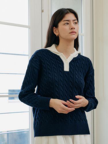 Over Collar Sweater_Navy - YUPPE - Modalova