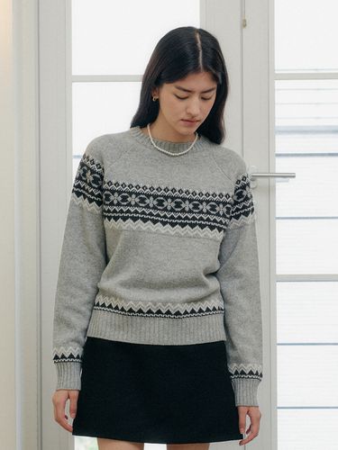 Jacquard Wool Sweater_Gray - YUPPE - Modalova