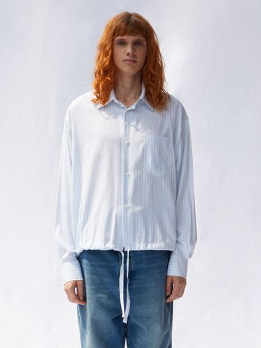 Cropped Stripe Shirt _ Blue - V2 - Modalova