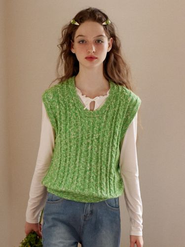 Cest Cable Knit Vest (Green) - Cest Moidew - Modalova