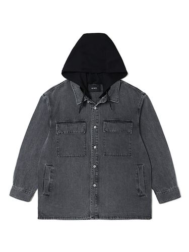 Detachable Hoodie Denim Shirt Jacket _ - ADHOC - Modalova