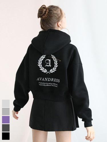 Laurel Wreath Embroidered Crop Hoodie - AVANDRESS - Modalova