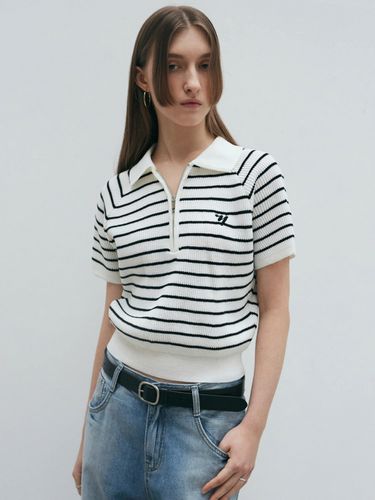 Stripe Half Zip Up Knit - NICK&NICOLE - Modalova