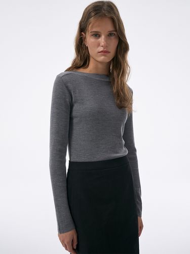 Boat Neck Knit Top_Gray - Lamerei - Modalova