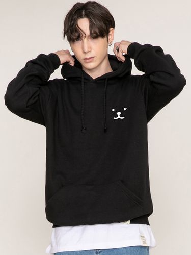 Face Small Drawing Smile Hoodie - Black/White Logo - GRAVER - Modalova