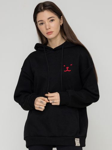 Face Small Drawing Smile Hoodie - Black/Red Logo - GRAVER - Modalova