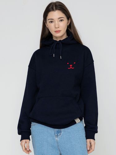 Face Small Drawing Smile Hoodie - Navy/Red Logo - GRAVER - Modalova