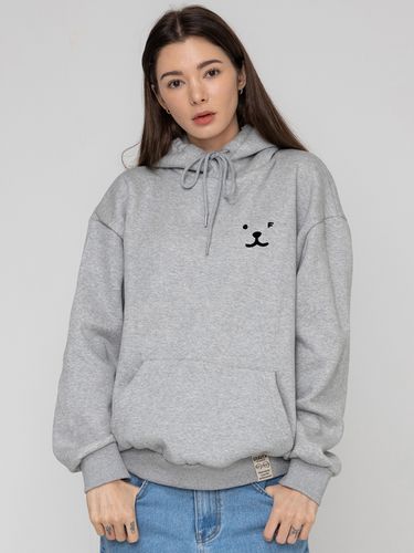 Face Small Drawing Smile Hoodie - Gray/Black Logo - GRAVER - Modalova