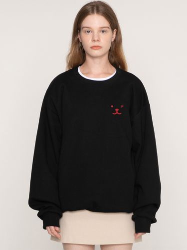 Face Smile Drawing Sweatshirt - Black/Red Logo - GRAVER - Modalova