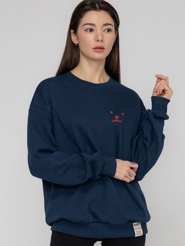 Face Smile Drawing Sweatshirt - Navy - GRAVER - Modalova