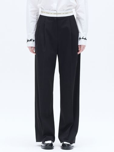 High Waist Tape Wide Pants - Black - HAE BY HAEKIM - Modalova