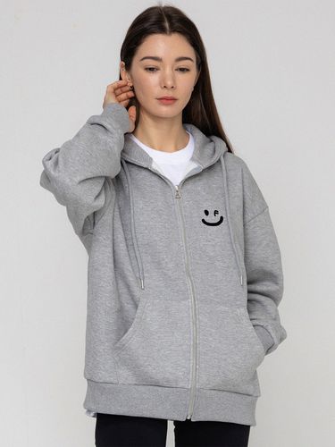 Small Smile Zip Up Hoodie - Gray/Black Logo - GRAVER - Modalova