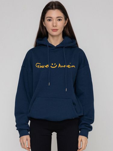 Drawing Logo Smile Hoodie - Navy - GRAVER - Modalova