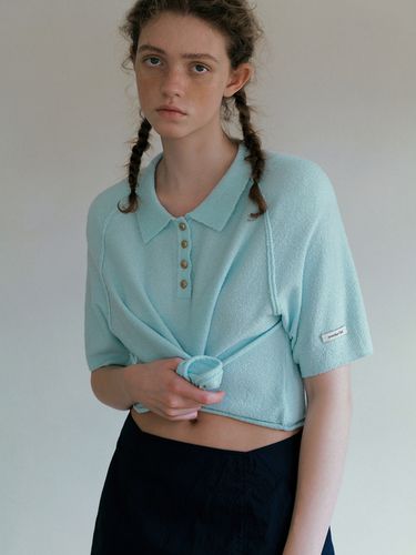 Vintage Shoulder Knit_Aqua Blue - overdueflair - Modalova