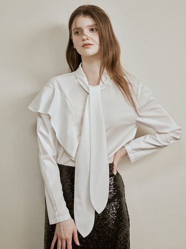 One Shoulder Frill Tie Blouse - HUNCH - Modalova