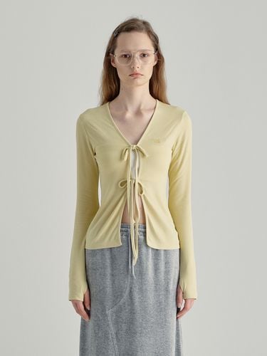 Lace-up Rib Cardigan_Yellow - MARGESHERWOOD - Modalova