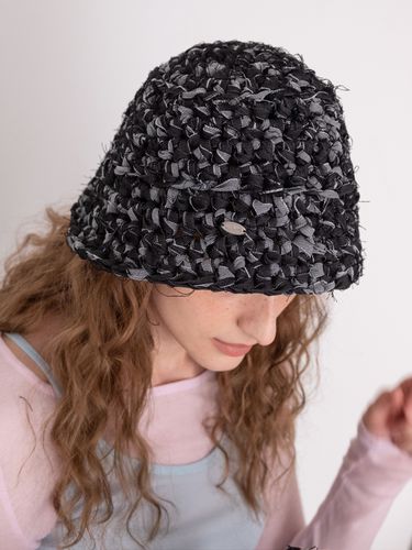 Denim Crochet Bucket Hat - Slowslowly - Modalova