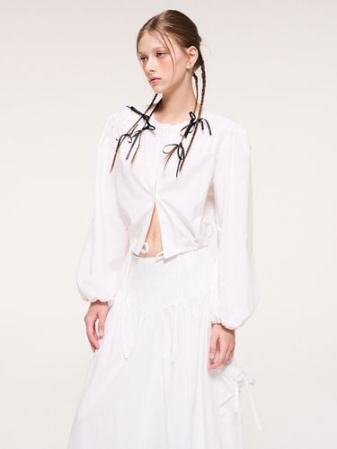 Hidden Button String Blouse - ETMON - Modalova