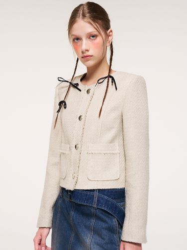 Fringe Line Tweed Jacket, Beige - ETMON - Modalova