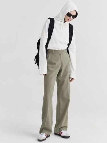 Slim Wide Pants - Khaki - MaLoupe - Modalova