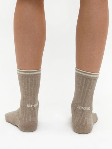 Logo Stripe Socks_Melange Brown - DEPOUND - Modalova