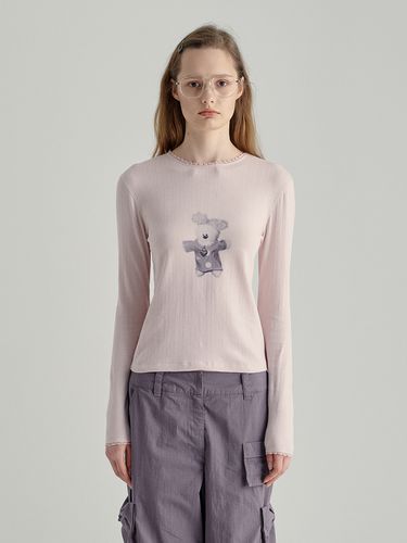 Wood Eyelet Slim T-shirt_Pink - MARGESHERWOOD - Modalova