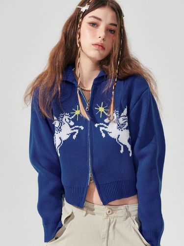 Unicorn Zip-Up Sweater_Blue - WONDER VISITOR - Modalova