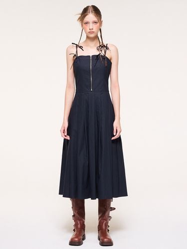 Front Zipper Pleated Slip Dress - ETMON - Modalova