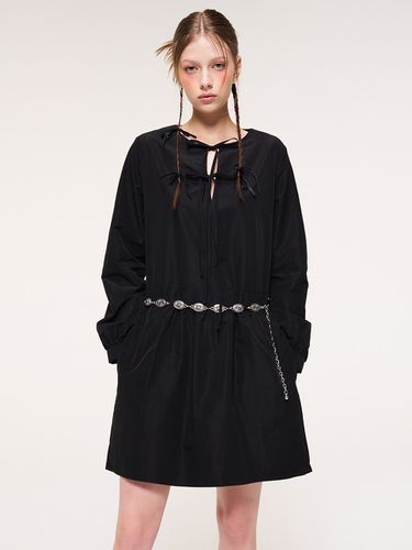 Ribbon Strap Mini Dress, Black - ETMON - Modalova