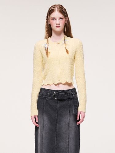 Curling Knit Cardigan, Light Yellow - ETMON - Modalova