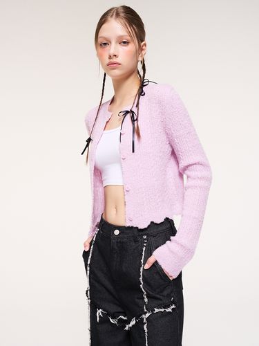 Curling Knit Cardigan, Pink - ETMON - Modalova