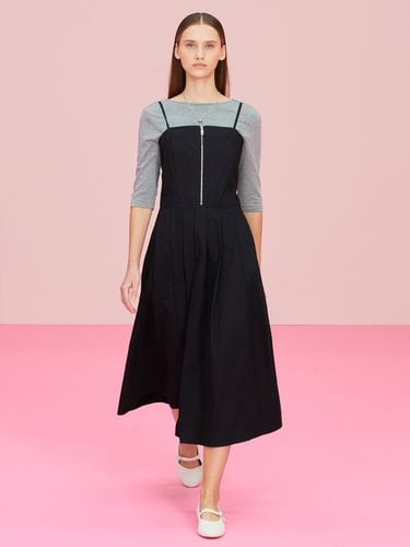 Front Zipper Pleated Slip Dress - ETMON - Modalova