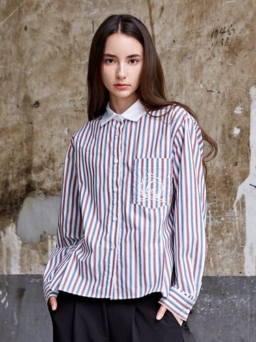 Collar Point Stripe Pattern Woven Shirt - CUSTOM US - Modalova