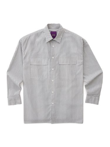 Oversized Fit Big Pocket Stripe Pattern Shirt - STCO - Modalova