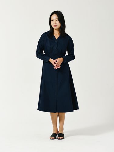 V-neck Long Sleeve Dress_Navy - lesoleilmatinee - Modalova